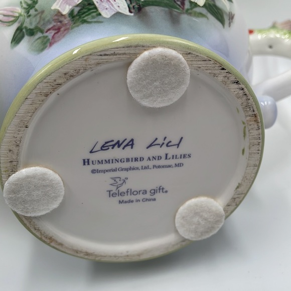 Vintage Lena Liu Hummingbird and Lilies Telefolra Tea Pot - Picture 7 of 12